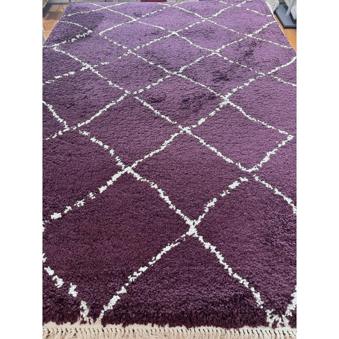 Boho 5413 Modern Moroccan Berber Textured Soft Plush Shaggy Purple Rug