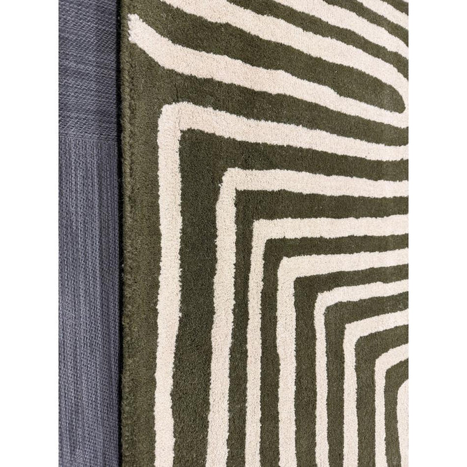Reef RF30 Curve Modern Geometric Hand-Woven Wool Forest Green/Cream Rug