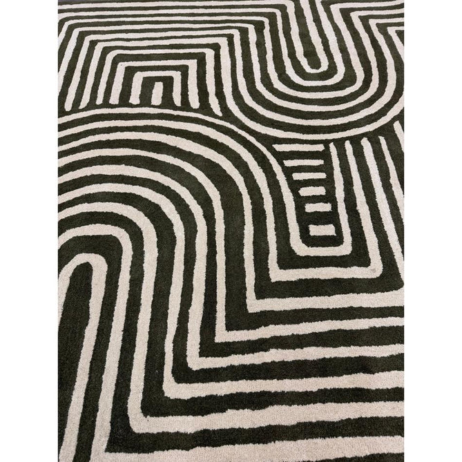 Reef RF30 Curve Modern Geometric Hand-Woven Wool Forest Green/Cream Rug
