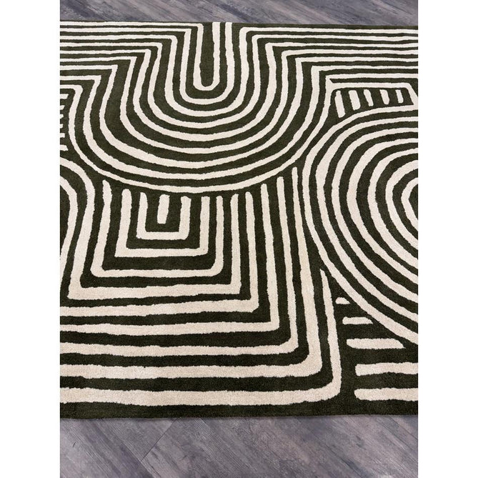 Reef RF30 Curve Modern Geometric Hand-Woven Wool Forest Green/Cream Rug