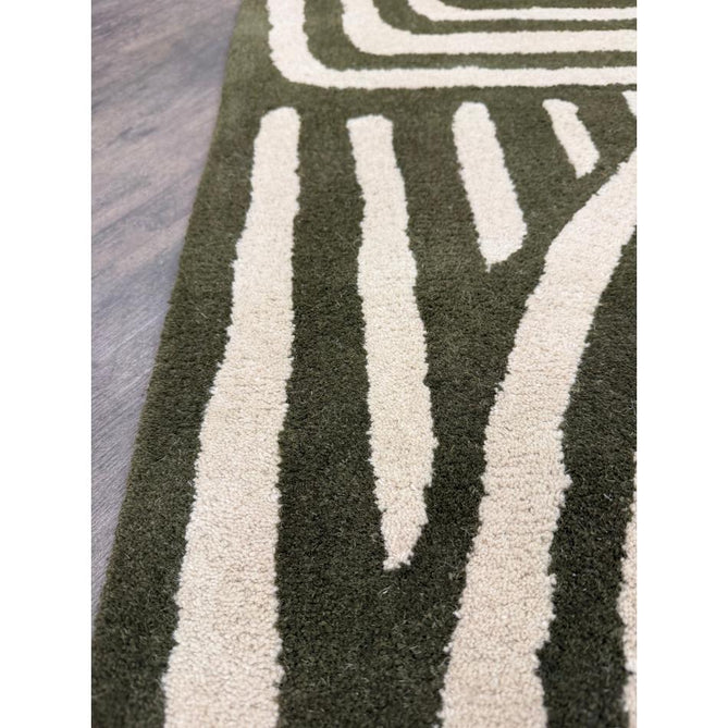 Reef RF30 Curve Modern Geometric Hand-Woven Wool Forest Green/Cream Rug
