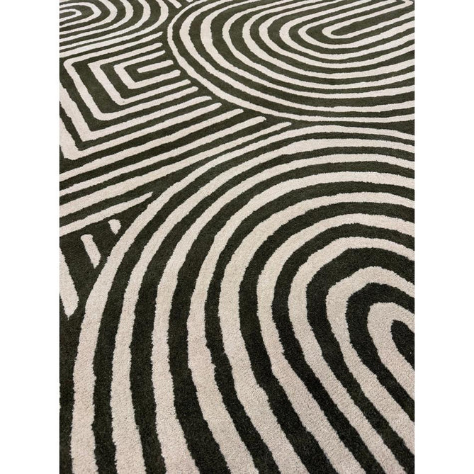 Reef RF30 Curve Modern Geometric Hand-Woven Wool Forest Green/Cream Rug