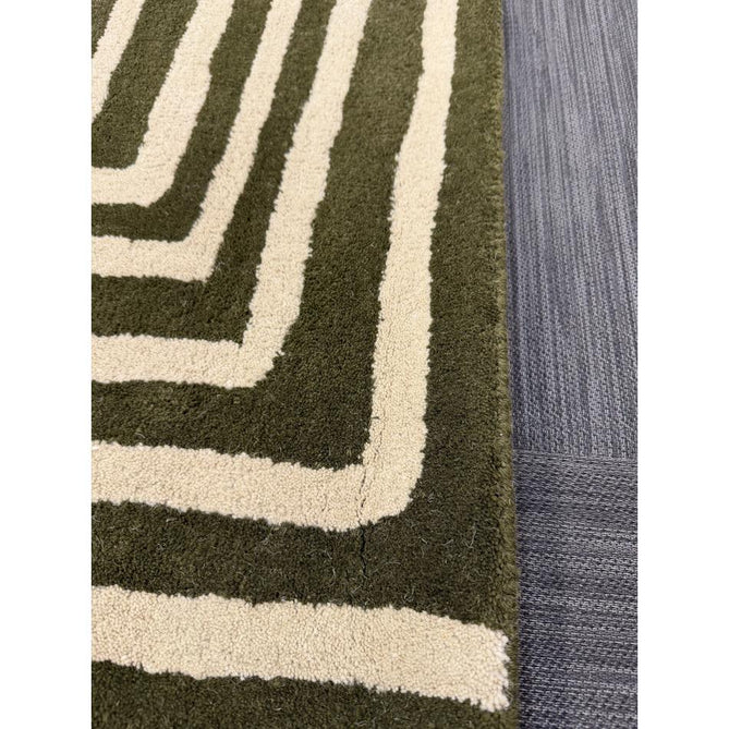 Reef RF30 Curve Modern Geometric Hand-Woven Wool Forest Green/Cream Rug