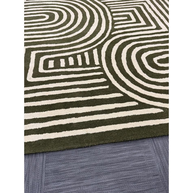 Reef RF30 Curve Modern Geometric Hand-Woven Wool Forest Green/Cream Rug