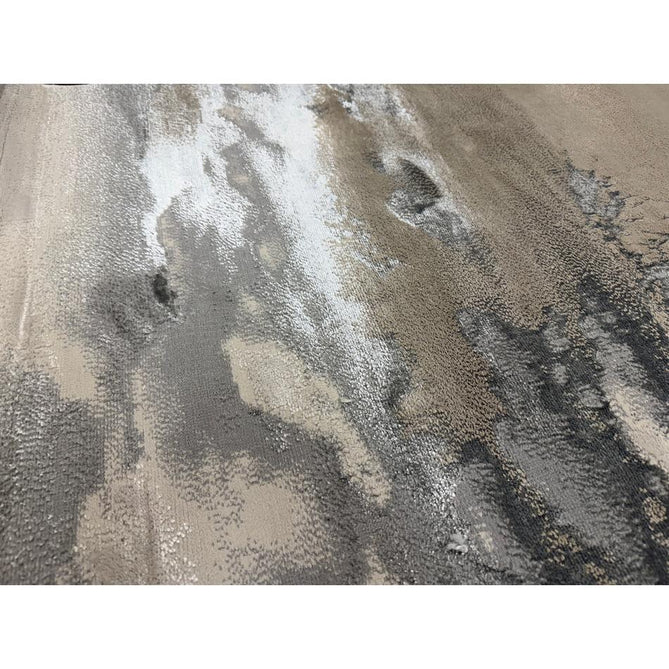 Aurora AU02 Cloud Modern Abstract Distressed Marbled Metallic Shimmer Textured High-Density Soft Smooth Low Profile Polyblend Short-Pile Grey/Beige/Silver/Cream/White Runner