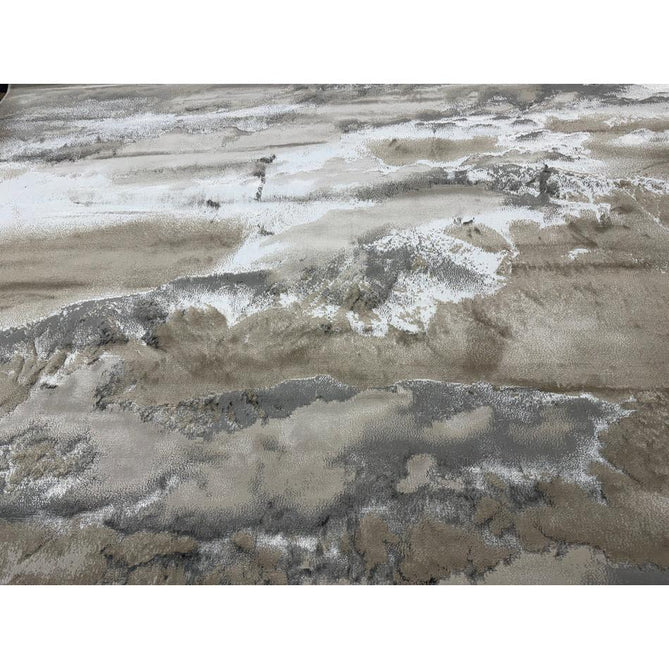 Aurora AU02 Cloud Modern Abstract Distressed Marbled Metallic Shimmer Textured High-Density Soft Smooth Low Profile Polyblend Short-Pile Grey/Beige/Silver/Cream/White Runner