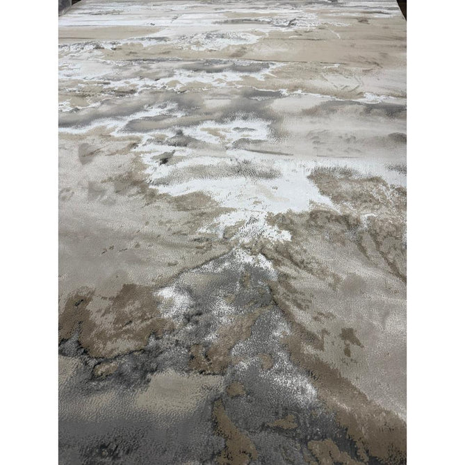 Aurora AU02 Cloud Modern Abstract Distressed Marbled Metallic Shimmer Textured High-Density Soft Smooth Low Profile Polyblend Short-Pile Grey/Beige/Silver/Cream/White Runner