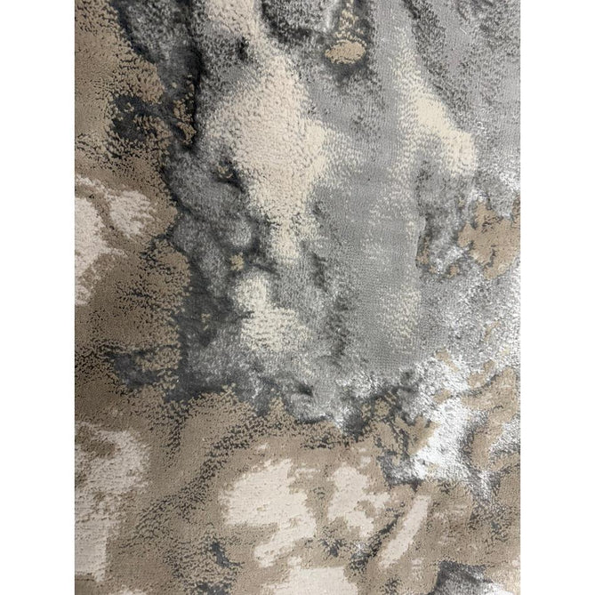 Aurora AU02 Cloud Modern Abstract Distressed Marbled Metallic Shimmer Textured High-Density Soft Smooth Low Profile Polyblend Short-Pile Grey/Beige/Silver/Cream/White Runner