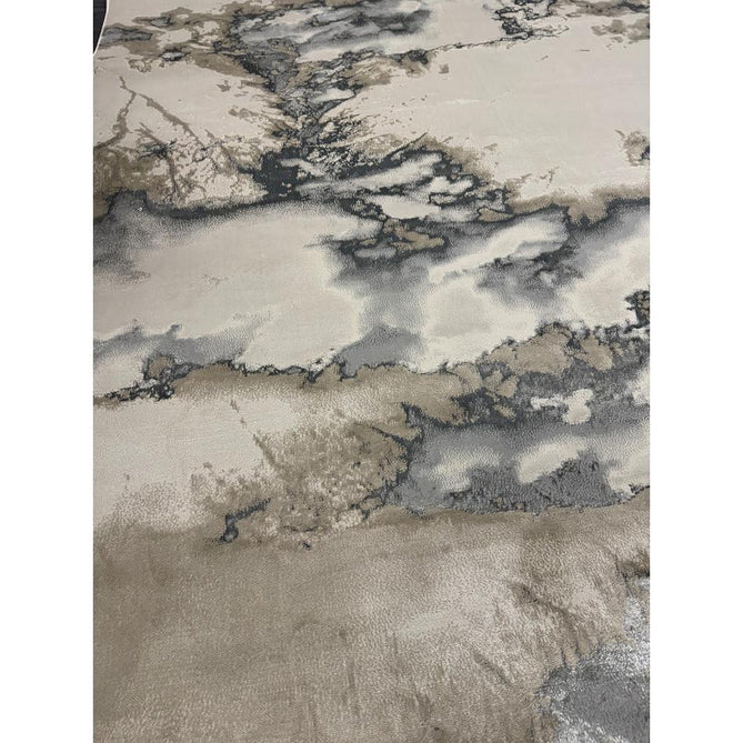 Aurora AU02 Cloud Modern Abstract Distressed Marbled Metallic Shimmer Textured High-Density Soft Smooth Low Profile Polyblend Short-Pile Grey/Beige/Silver/Cream/White Runner