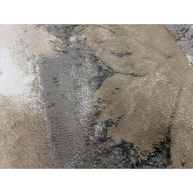 Aurora AU02 Cloud Modern Abstract Distressed Marbled Metallic Shimmer Textured High-Density Soft Smooth Low Profile Polyblend Short-Pile Grey/Beige/Silver/Cream/White Runner