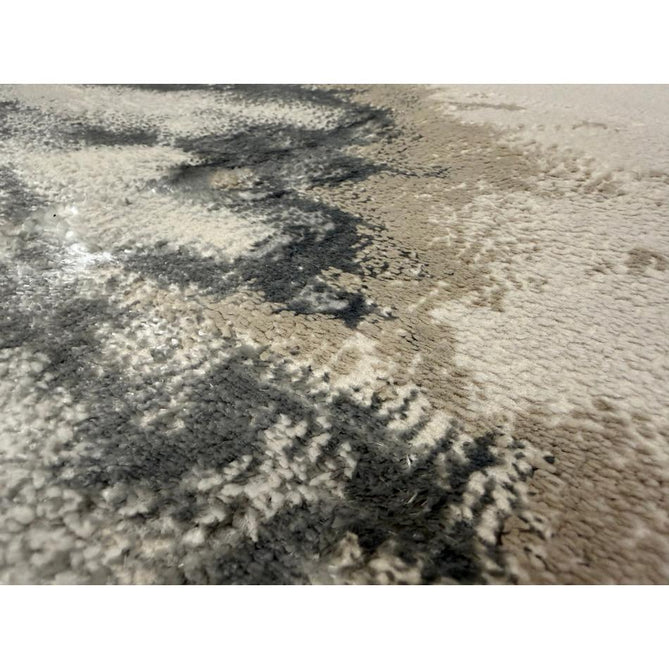 Aurora AU02 Cloud Modern Abstract Distressed Marbled Metallic Shimmer Textured High-Density Soft Smooth Low Profile Polyblend Short-Pile Grey/Beige/Silver/Cream/White Runner