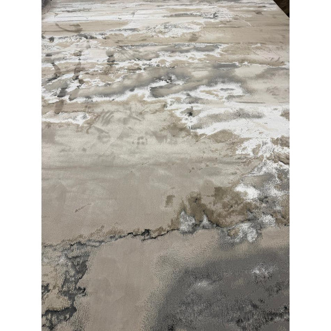 Aurora AU02 Cloud Modern Abstract Distressed Marbled Metallic Shimmer Textured High-Density Soft Smooth Low Profile Polyblend Short-Pile Grey/Beige/Silver/Cream/White Runner