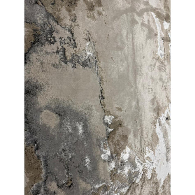 Aurora AU02 Cloud Modern Abstract Distressed Marbled Metallic Shimmer Textured High-Density Soft Smooth Low Profile Polyblend Short-Pile Grey/Beige/Silver/Cream/White Runner