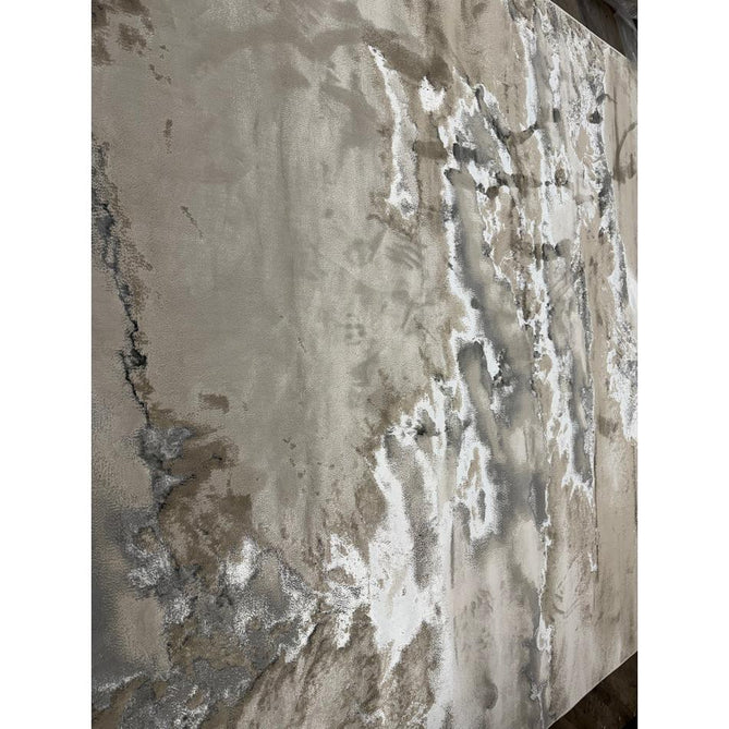 Aurora AU02 Cloud Modern Abstract Distressed Marbled Metallic Shimmer Textured High-Density Soft Smooth Low Profile Polyblend Short-Pile Grey/Beige/Silver/Cream/White Runner