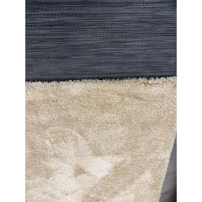 Washable Kara Modern Plain Tonal Shimmer Soft-Touch Textured Eco-Recycled Polyester Sleek Low Profile Shaggy Pile Beige Rug