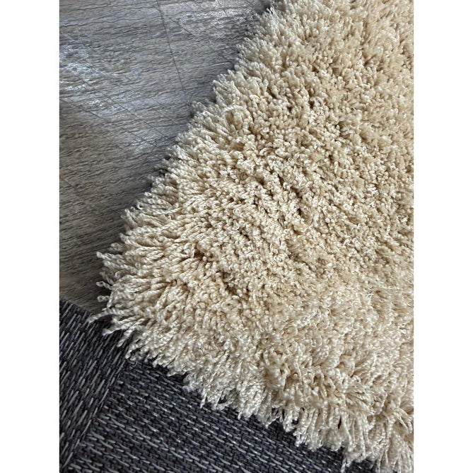 Washable Kara Modern Plain Tonal Shimmer Soft-Touch Textured Eco-Recycled Polyester Sleek Low Profile Shaggy Pile Beige Rug