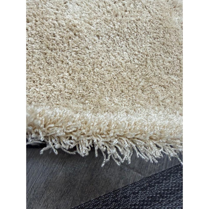 Washable Kara Modern Plain Tonal Shimmer Soft-Touch Textured Eco-Recycled Polyester Sleek Low Profile Shaggy Pile Beige Rug
