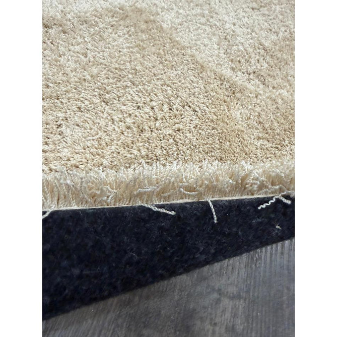 Washable Kara Modern Plain Tonal Shimmer Soft-Touch Textured Eco-Recycled Polyester Sleek Low Profile Shaggy Pile Beige Rug