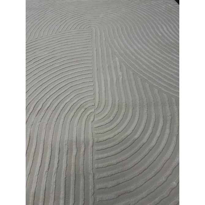 Washable Flores 1924 Modern Plain Geometric Spiral Soft-Touch Textured Carved Hi-Lo Eco-Recycled Polyester Cream/Ivory Rug