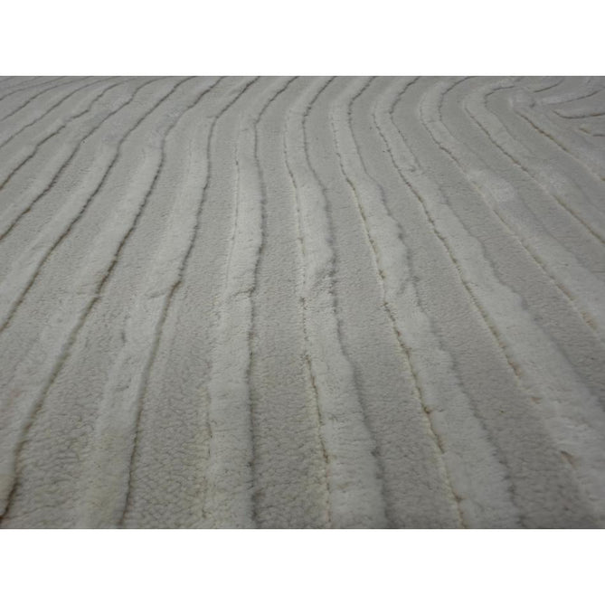 Washable Flores 1924 Modern Plain Geometric Spiral Soft-Touch Textured Carved Hi-Lo Eco-Recycled Polyester Cream/Ivory Rug