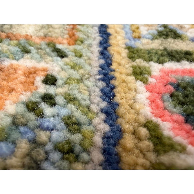 Nomad Vintage Traditional Persian Geometric Medallion Floral Border Low-Profile Wool Blend Loop Pile Green/Multicolour Rug