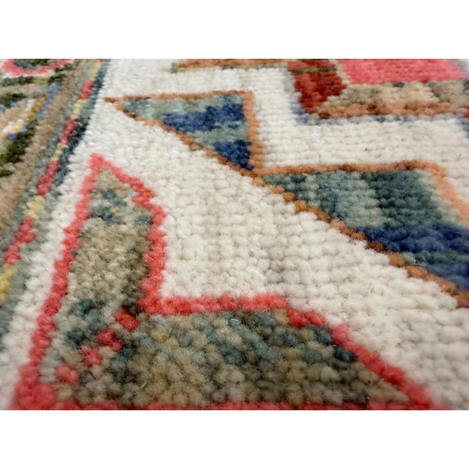 Nomad Vintage Traditional Persian Geometric Medallion Floral Border Low-Profile Wool Blend Loop Pile Green/Multicolour Rug