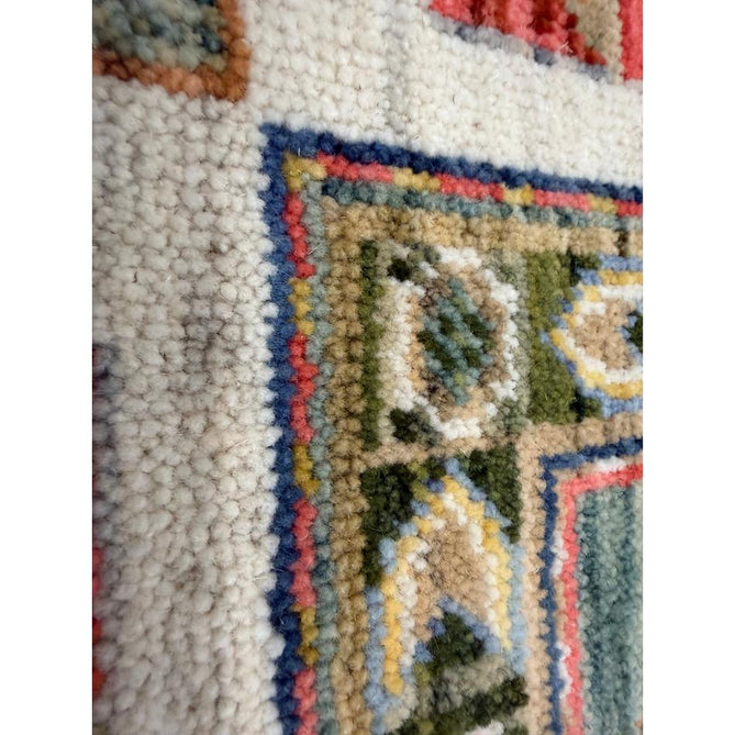 Nomad Vintage Traditional Persian Geometric Medallion Floral Border Low-Profile Wool Blend Loop Pile Green/Multicolour Rug