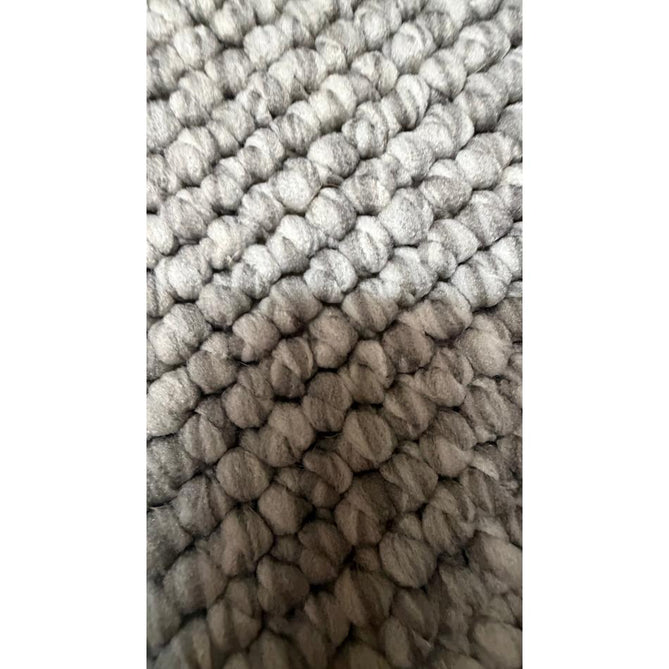Boucle E6403 Modern Plain Textured Beaded Boucle Pile Soft-Touch Polyester Flatweave Grey Rug