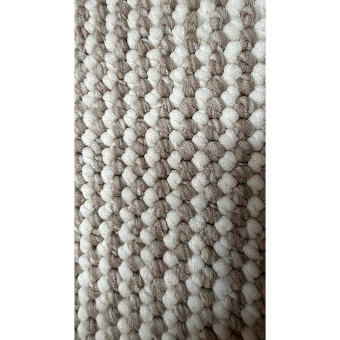 Boucle E6404 Modern Plain Textured Beaded Boucle Pile Soft-Touch Polyester Flatweave White/Brown Rug