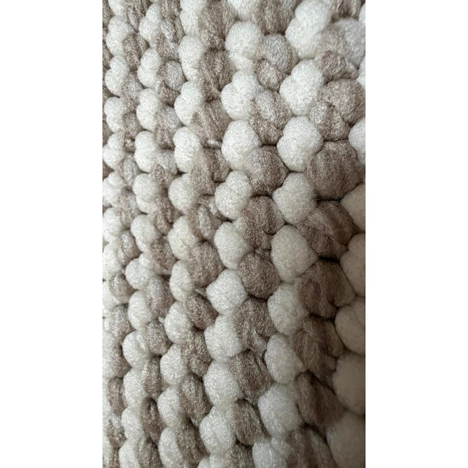 Boucle E6404 Modern Plain Textured Beaded Boucle Pile Soft-Touch Polyester Flatweave White/Brown Rug