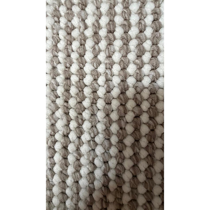 Boucle E6404 Modern Plain Textured Beaded Boucle Pile Soft-Touch Polyester Flatweave White/Brown Rug