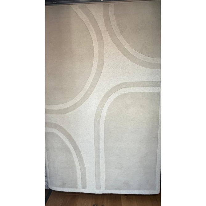 Hudson Bay 24134 Modern Plain Abstract Arch Hand-Woven Chunky High-Density Textured Carved Hi-Lo 3D Effect Cut & Loop Wool Ivory Pile Rug