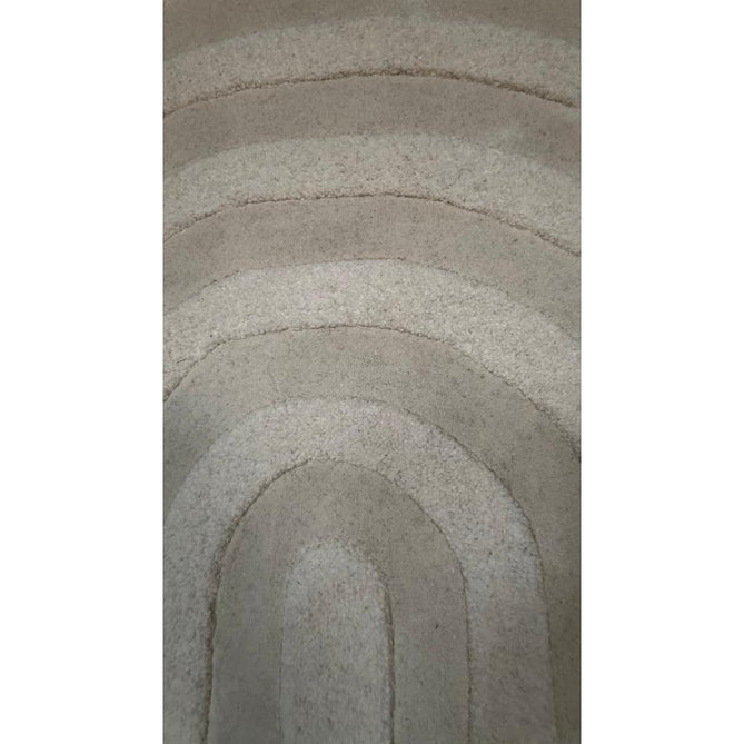 Hudson Bay 24137 Modern Plain Geometric Arched Line Curved Bands Hand-Woven Chunky High-Density Textured Carved Hi-Lo 3D Effect Wool Pile Ivory Rug