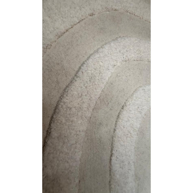 Hudson Bay 24137 Modern Plain Geometric Arched Line Curved Bands Hand-Woven Chunky High-Density Textured Carved Hi-Lo 3D Effect Wool Pile Ivory Rug