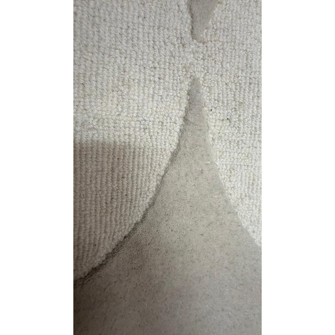 Hudson Bay 24143 Modern Plain Geometric Overlapping Semi-Circle Curved Arcs Hand-Woven Chunky High-Density Textured Carved Hi-Lo 3D Effect Cut & Loop Wool Pile Ivory Rug