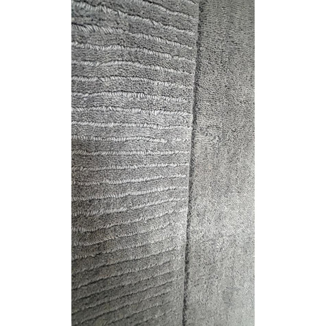 Windsor Modern Plain Hand-Woven Ribbed Textured Border Wool Warm Grey Rug