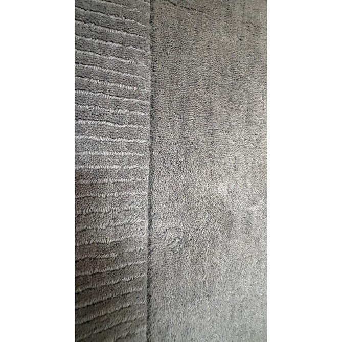 Windsor Modern Plain Hand-Woven Ribbed Textured Border Wool Warm Grey Rug