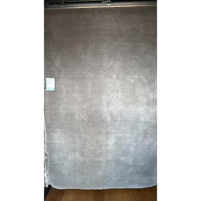 Kasbah KB2025 Modern Plain Geometric Hand-Carved Block Lines Wool Soft Mid Grey Rug