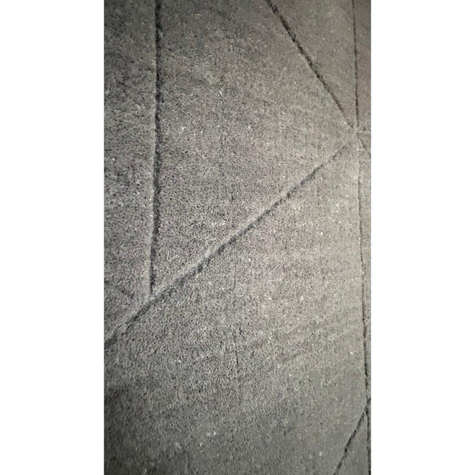 Kasbah KB2025 Modern Plain Geometric Hand-Carved Block Lines Wool Soft Mid Grey Rug