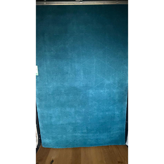 Kasbah KB2025 Modern Plain Geometric Hand-Carved Block Lines Wool Dark Teal Rug