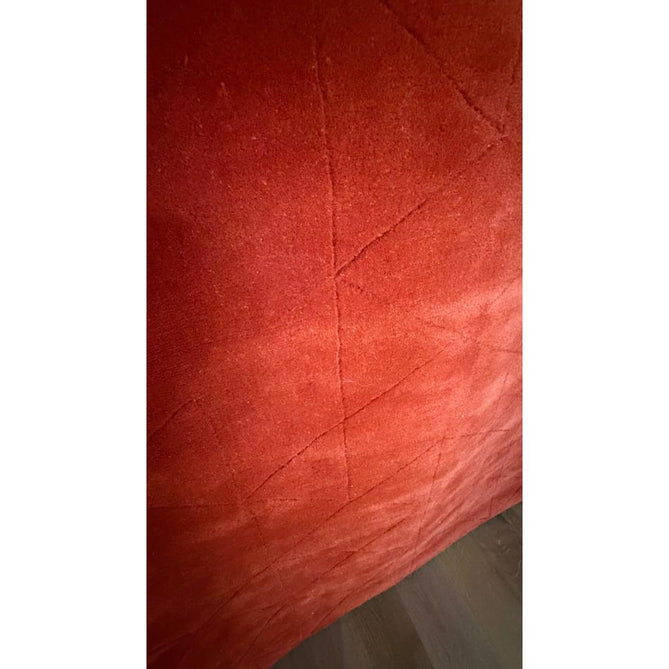 Kasbah KB2025 Modern Plain Geometric Hand-Carved Block Lines Wool Terracotta Red Rug