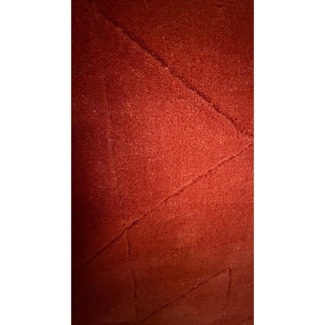 Kasbah KB2025 Modern Plain Geometric Hand-Carved Block Lines Wool Terracotta Red Rug
