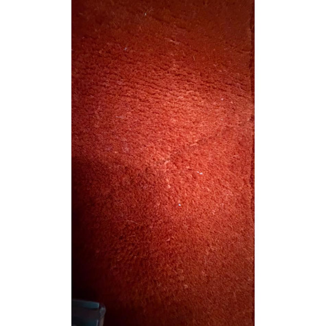 Kasbah KB2025 Modern Plain Geometric Hand-Carved Block Lines Wool Terracotta Red Rug