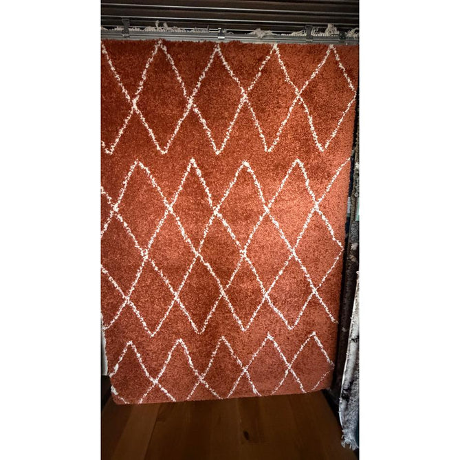 Boho 8280 Modern Moroccan Berber Soft Plush Shaggy Burnt Rust Orange Rug