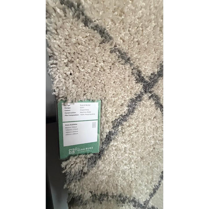 Scandi Berber G257 Modern Moroccan Berber Soft Plush Boho Shaggy Cream/Grey Rug