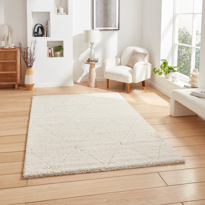 Ideal Shaggy 80260 Modern Plain Berber Textured Soft-Touch Carved Boho Shaggy Cream Rug 120 x 170 cm-Rug Love-Rug Love - The Most Loved Rug Store