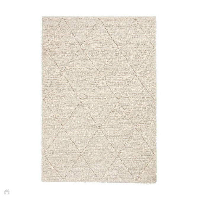 Ideal Shaggy 80260 Modern Plain Berber Textured Soft-Touch Carved Boho Shaggy Cream Rug 120 x 170 cm-Rug Love-Rug Love - The Most Loved Rug Store
