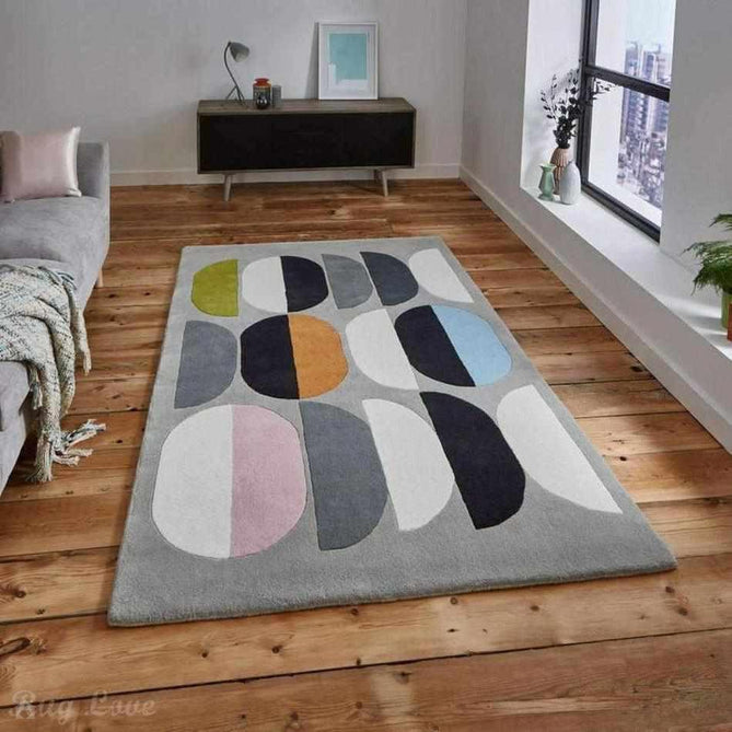 Inaluxe Modern Abstract Designer Wool Composition IX06 Grey/Multicolour Rug-Think Rugs-Rug Love - The Most Loved Rug Store