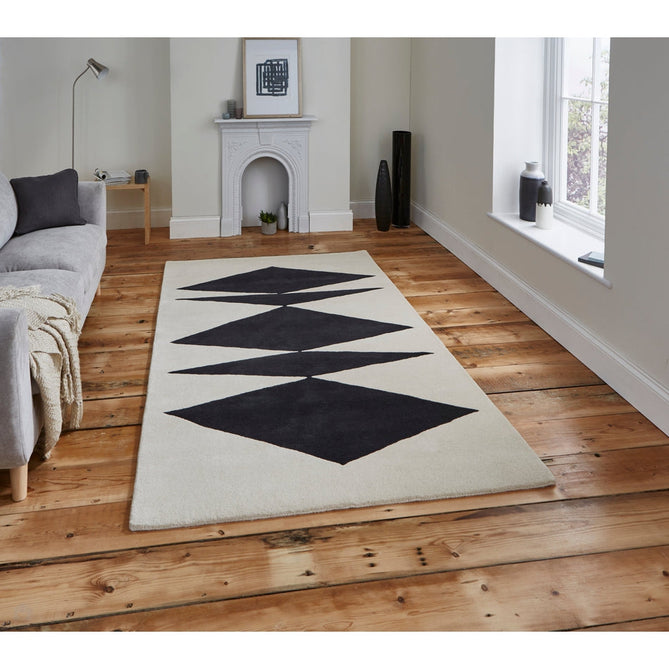 Inaluxe Modern Abstract Designer Wool Crystal Palace IX07 Beige/Black Rug-Think Rugs-Rug Love - The Most Loved Rug Store