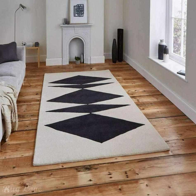 Inaluxe Modern Abstract Designer Wool Crystal Palace IX07 Beige/Black Rug-Think Rugs-Rug Love - The Most Loved Rug Store